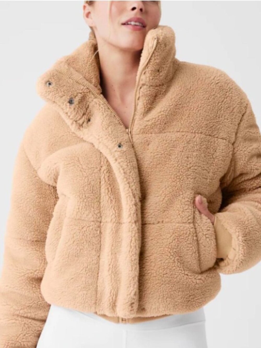 Alo Yoga Cropped Sherpa Jacket | Size OS | Oatmeal